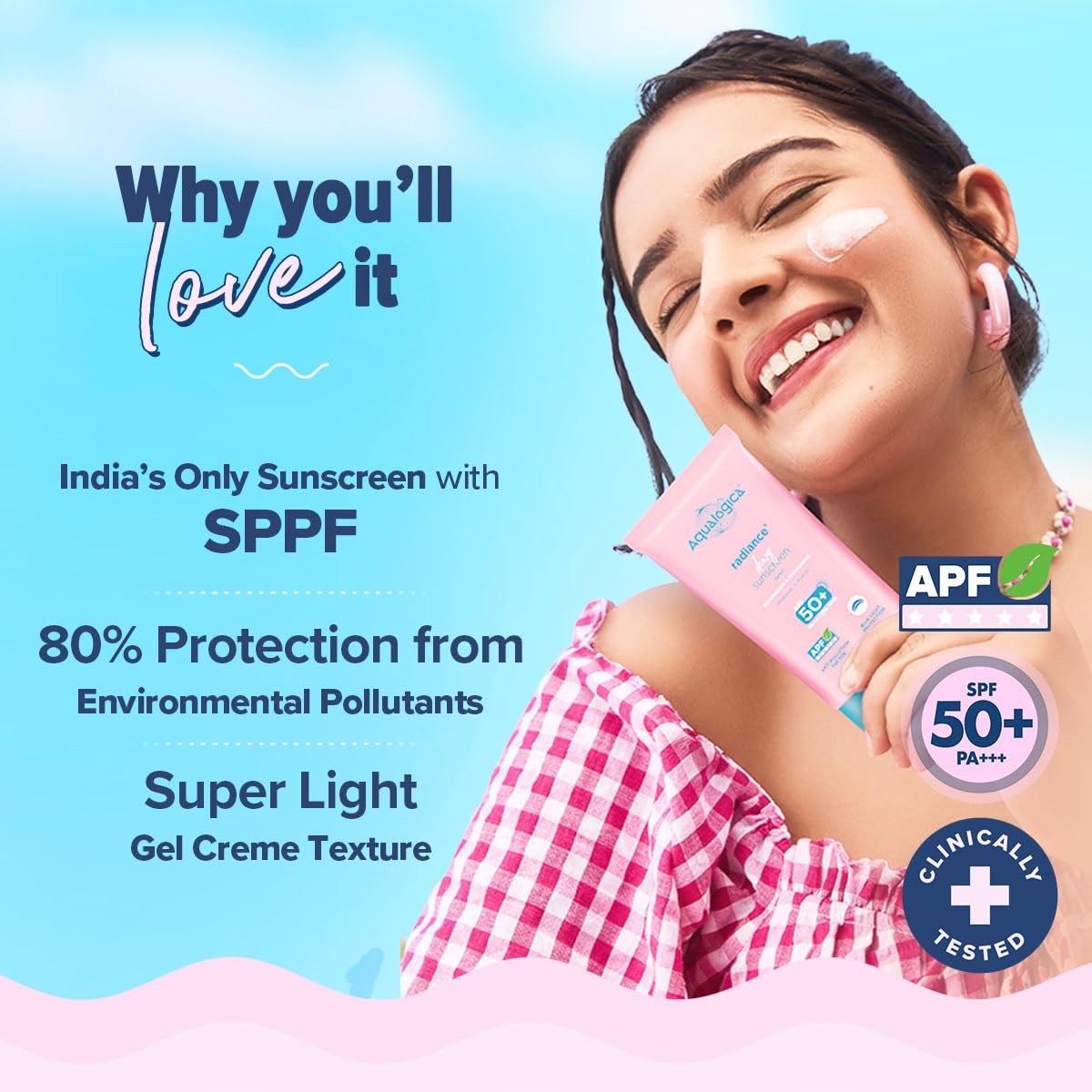 Aqualogica Radiance+ Dewy Sunscreen Gel SPF 50+ PA++++ 30g