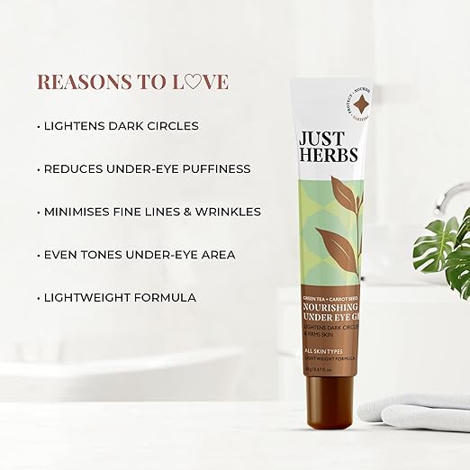Nourishing Under Eye Gel with Green Tea and Carrot Seed for Dark Circles, Eye Puffiness, Fine Lines & Wrinkles For Men & Women 20 gm