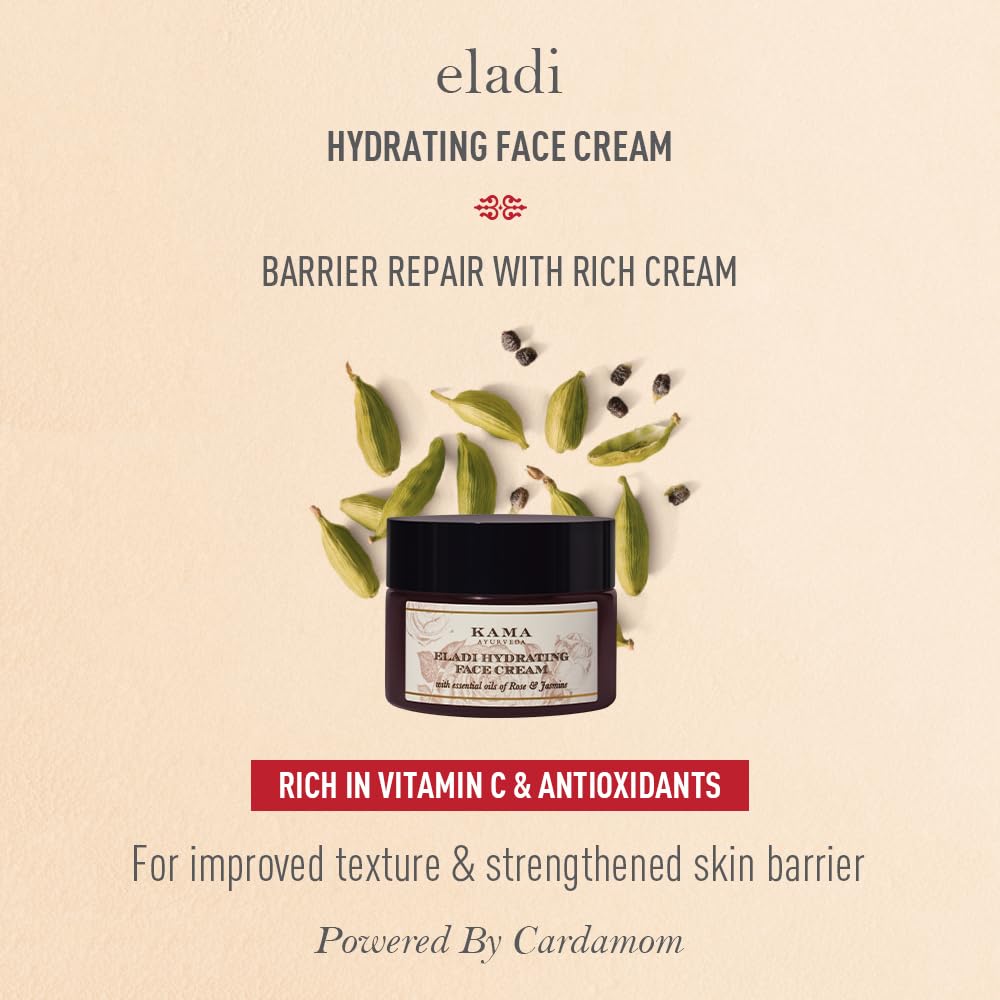 Kama Ayurveda Eladi Hydrating Face Cream | Enriched With Vitamin C & E | Barrier Repair. 50g