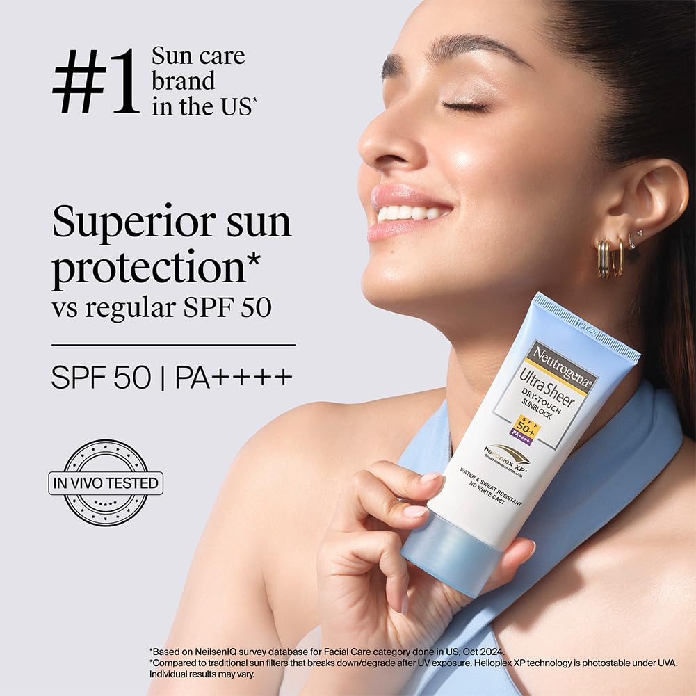 Neutrogena® Ultra Sheer Dry Touch Sunscreen SPF 50+|Broad Spectrum UVA/UVB | Blue light protect