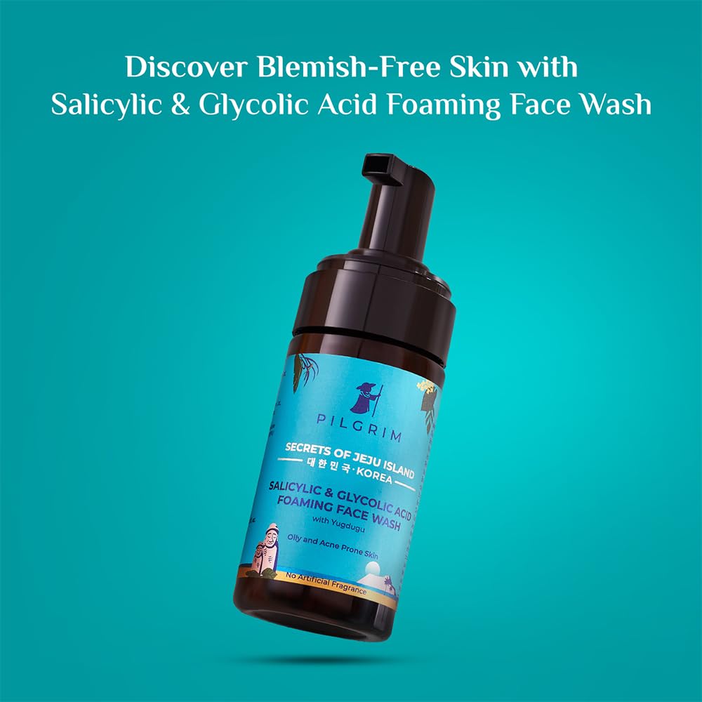 Pilgrim Korean 1.5% Salicylic(Bha) & 2% Glycolic Acid(Aha) Foaming Face Wash